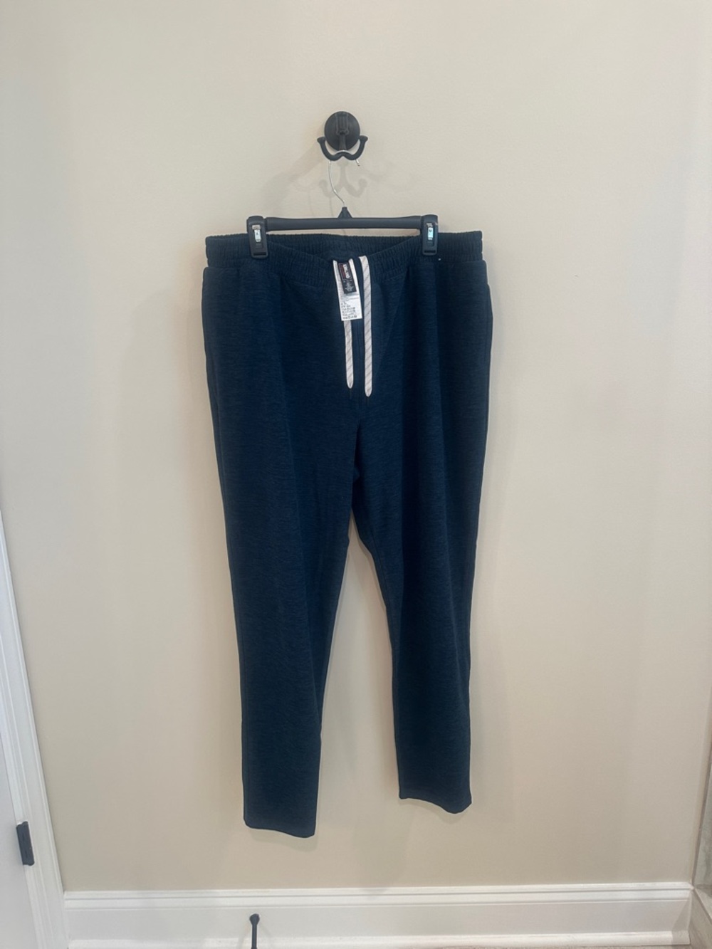 Kirkland Signature Black Knit Jogger Pants with White Drawstring